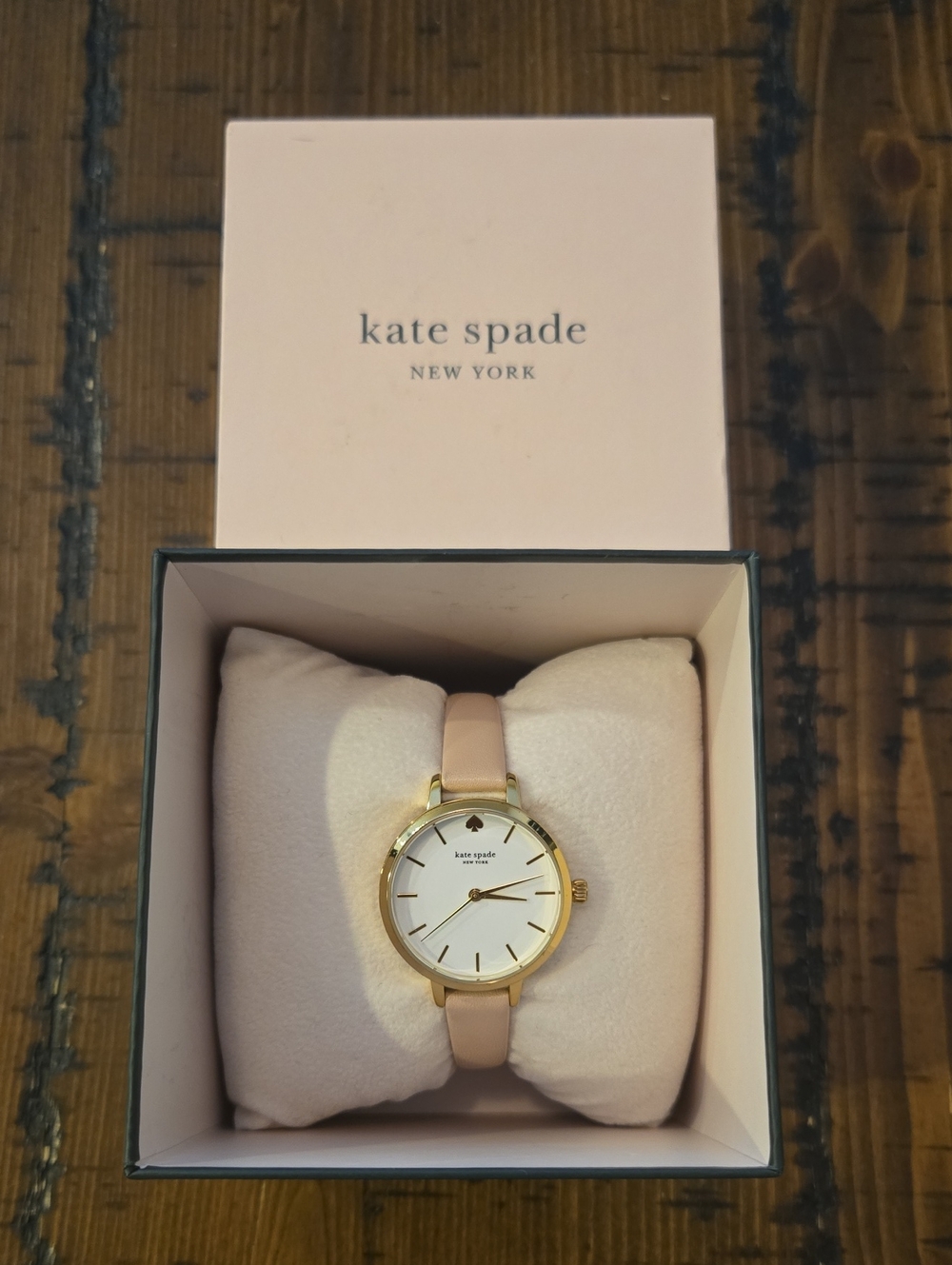 kate spade Pink Leather Strap Watch with Gold-Tone Case